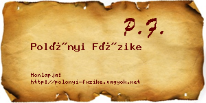 Polónyi Füzike névjegykártya